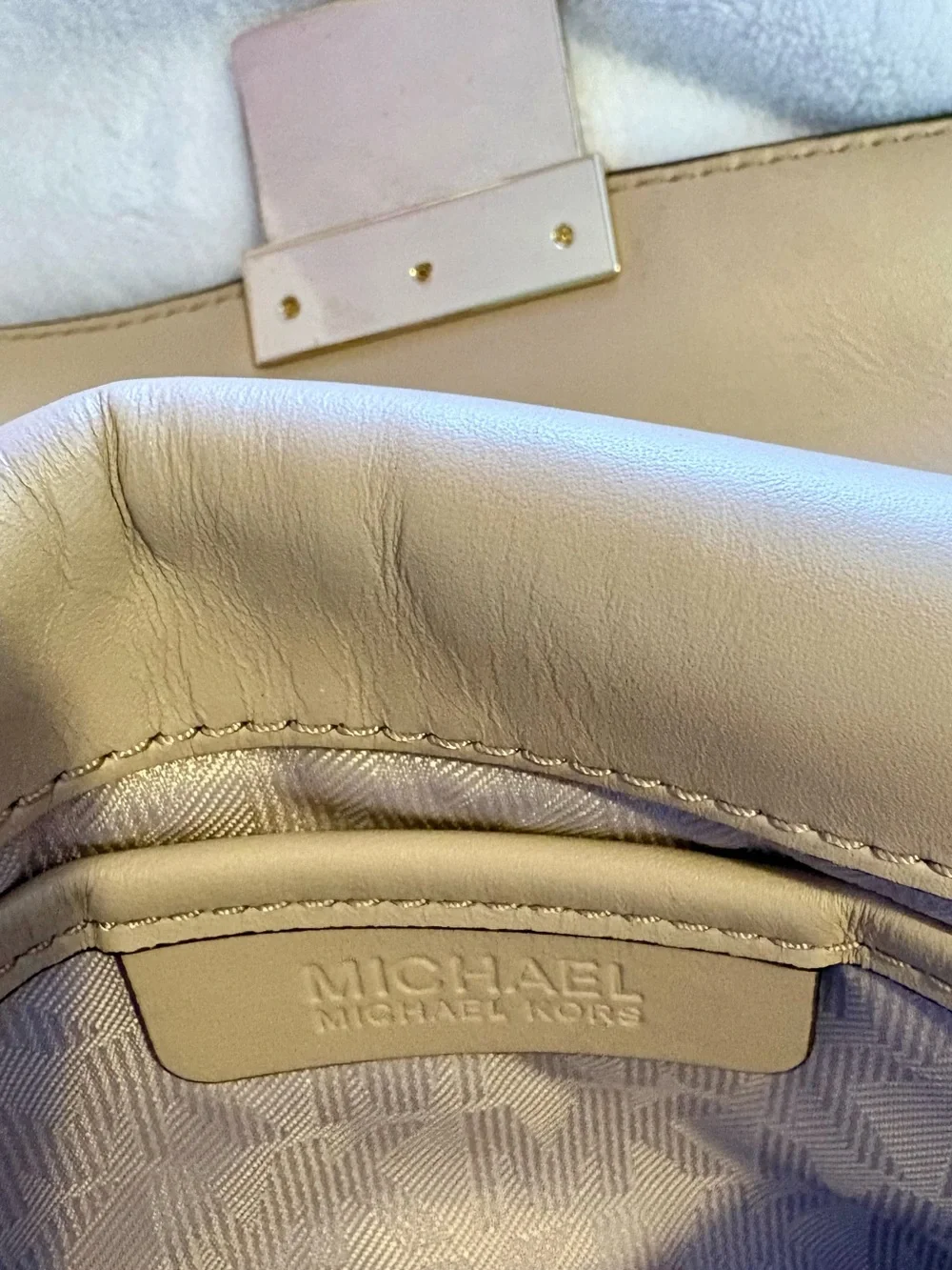 Michael Kors Madelyn Leather Wristlet with Gold-Tone Lock